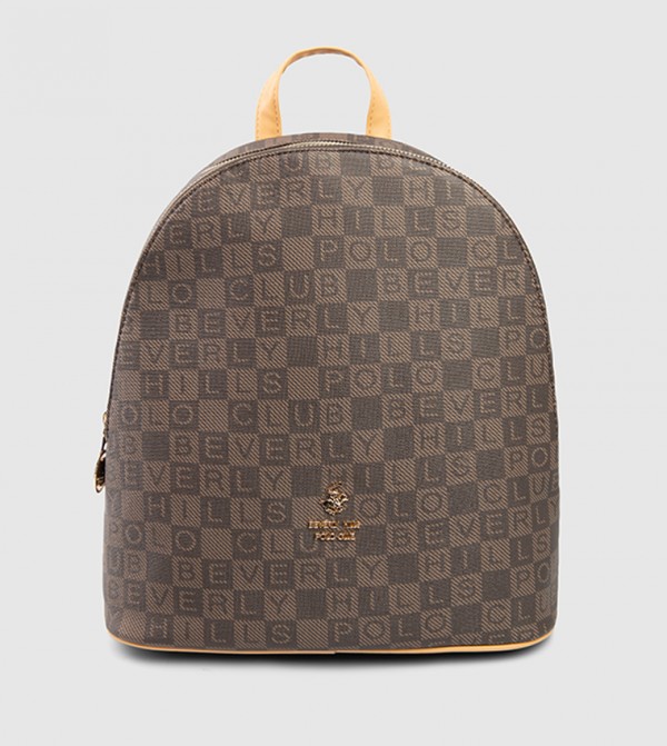 Logo Patterned Zip Around Backpack