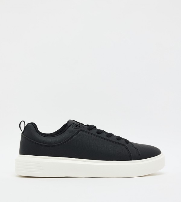 Solid Retro Lace-Up Sneakers