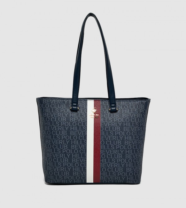 Logo Patterned Zippered Shoulder Bag