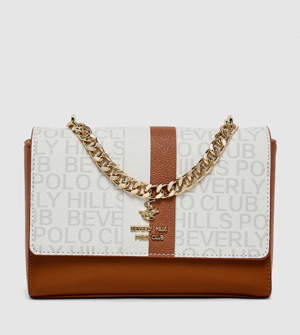 Logo Patterned Flap Crossbody Bag