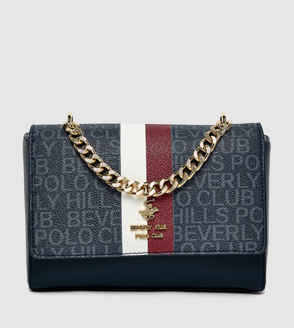 Logo Patterned Flap Crossbody Bag
