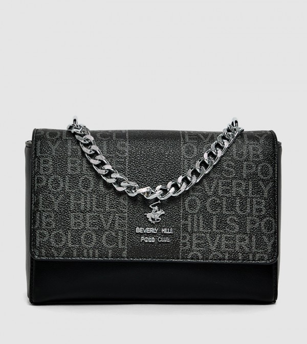 Logo Patterned Flap Crossbody Bag
