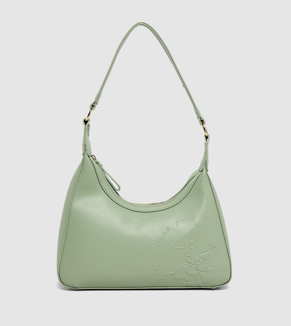 Logo Embossed Zippered Shoulder Bag