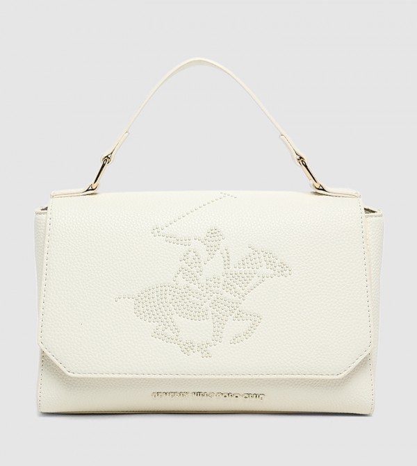 Embellished Flap Top Handle Bag