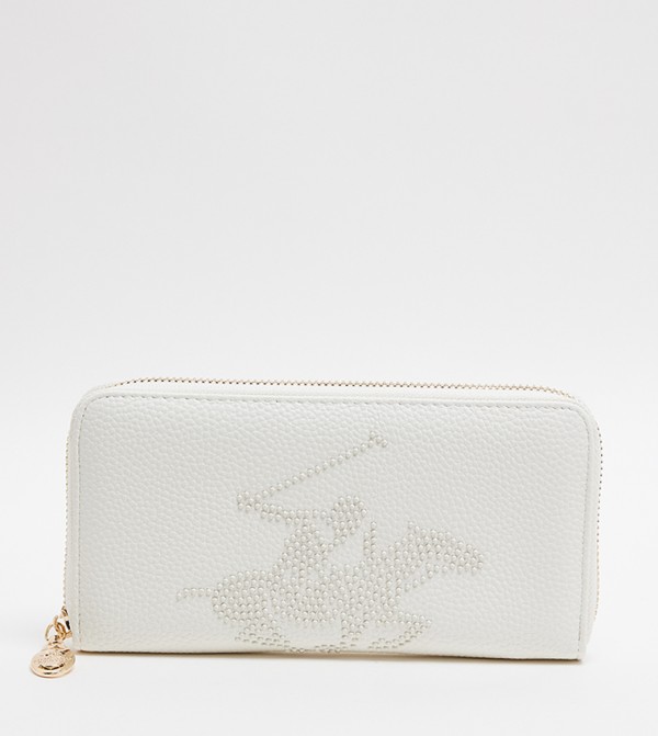 Logo Embellished Zip-Around Wallet