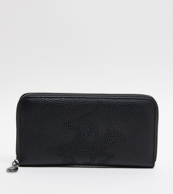 Logo Embellished Zip-Around Wallet