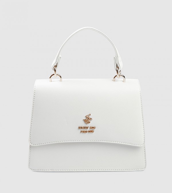 Logo Detail Flap Top Handle Bag