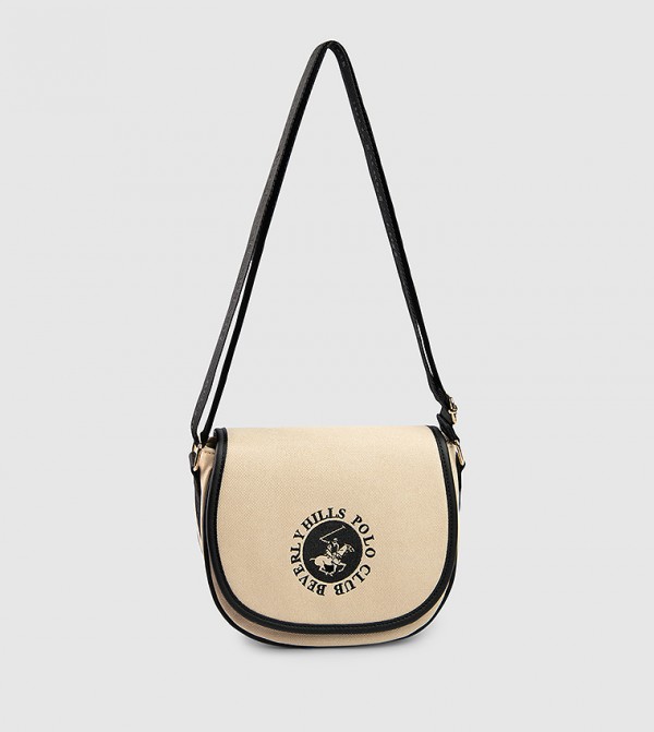 Contrast Trim Logo Embroidered Crossbody Bag