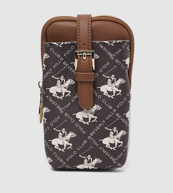 Logo Patterned Phone Crossbody Bag