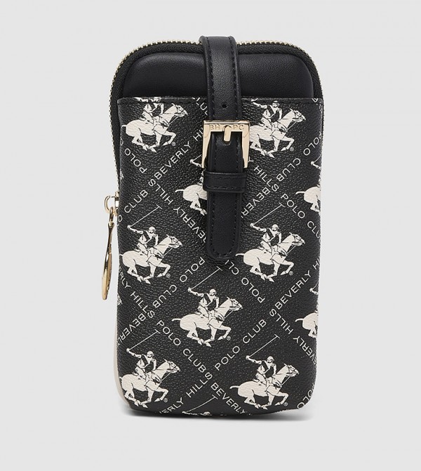 Logo Patterned Phone Crossbody Bag