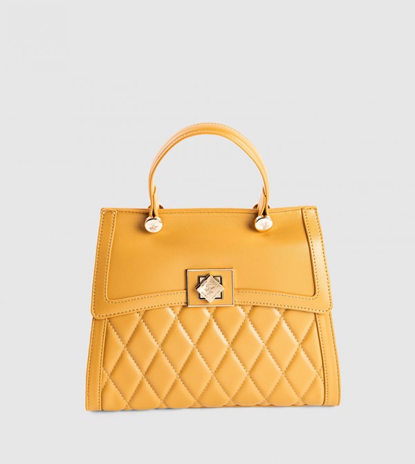 Puffer Twist Lock Top Handle Bag