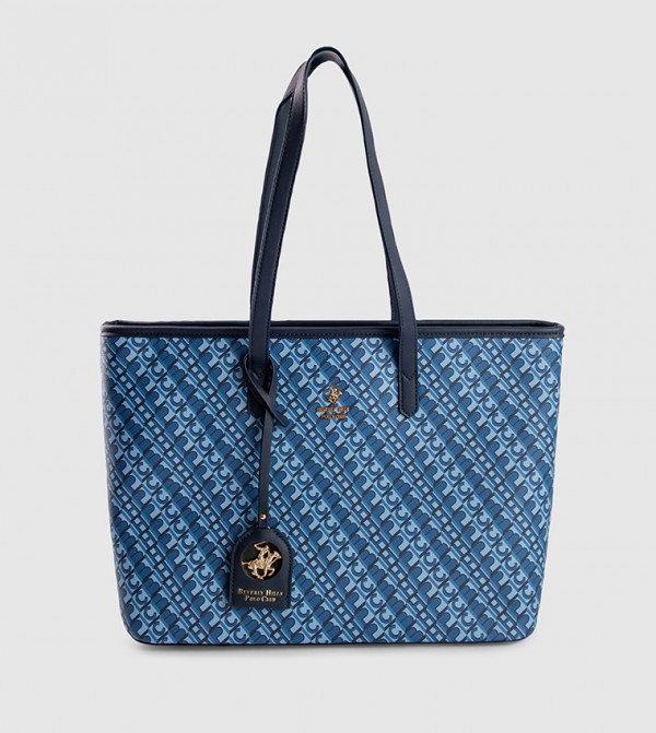 Monogram Printed Zippered Tote Bag
