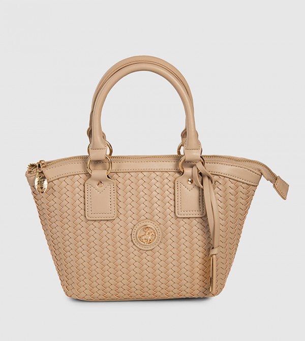Basket Weave Zippered Satchel Bag