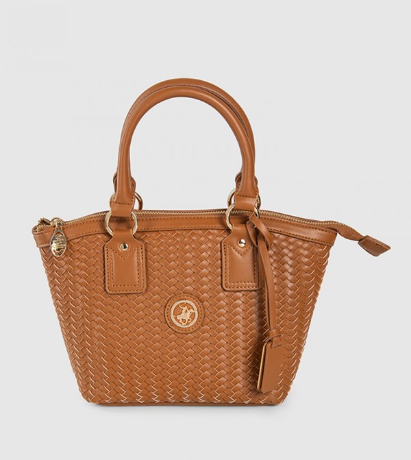 Basket Weave Zippered Satchel Bag