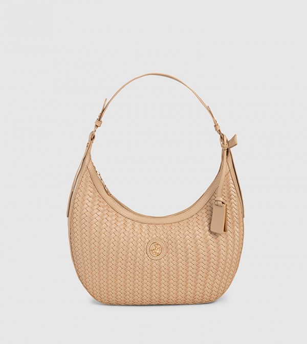Basket Weave Zippered Hobo Bag