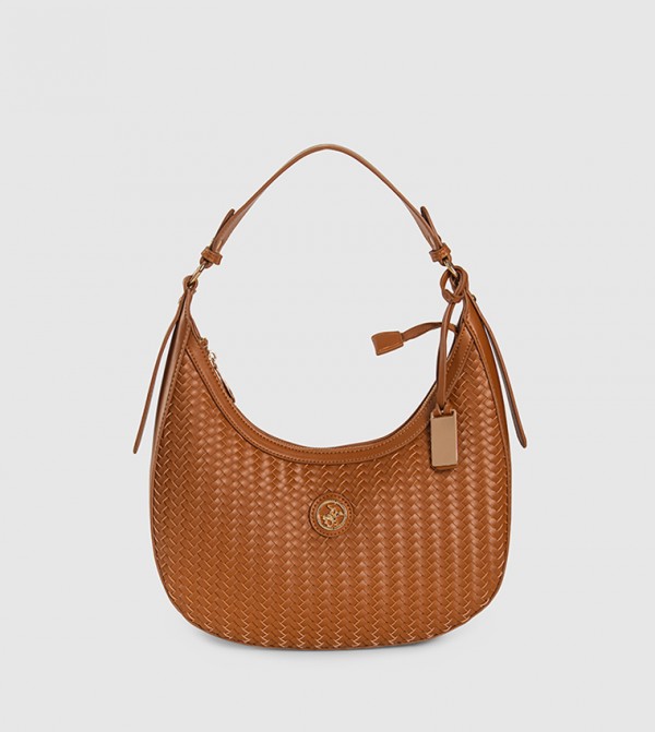 Basket Weave Zippered Hobo Bag