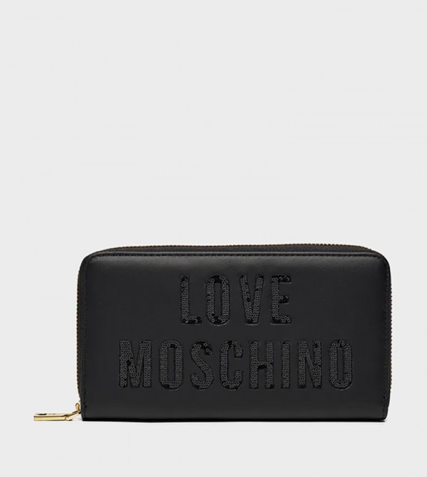 Monotype Embellished Zip-Around Wallet