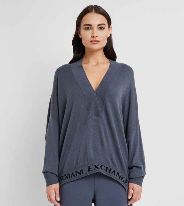 Armani v outlet neck sweater