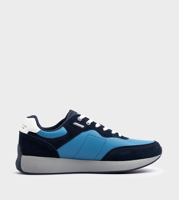 Logo Detail Color Block Lace-Up Sneakers