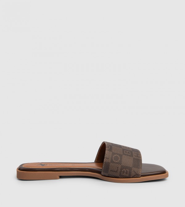 Textured Open Toe Flat Sandals