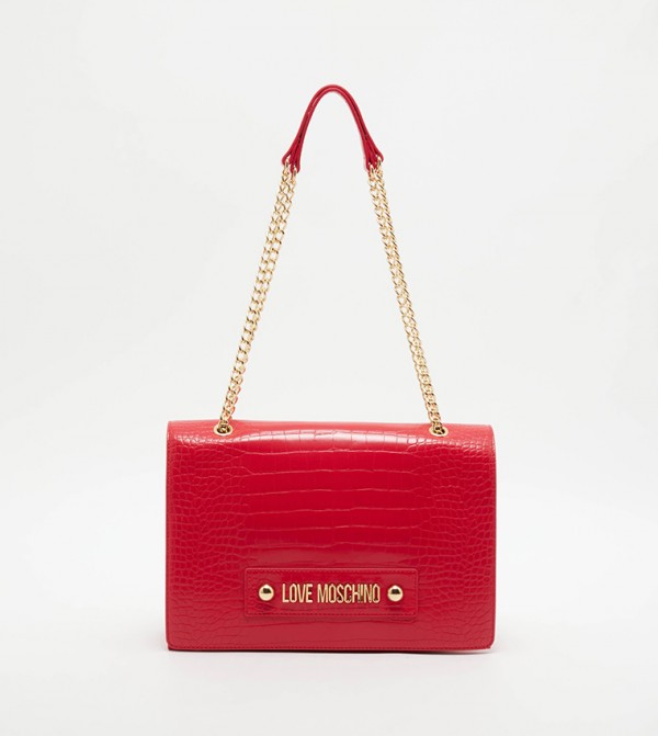 Buy Love Moschino Croc Textured Convertible Shoulder Bag in Red 6thStreet UAE