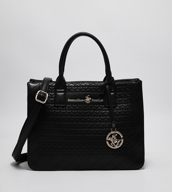 Buy Beverly Hills Polo Club Textured Handheld Bag With Sling In Black ...