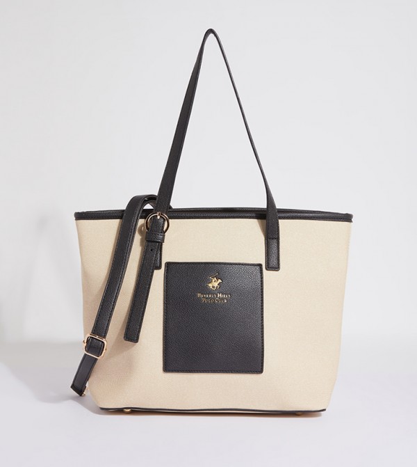Color Block Logo Detail Tote Bag