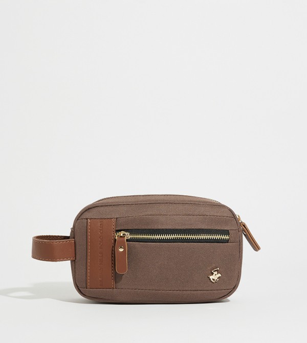 Logo Metal Zippered Toiletry Bag
