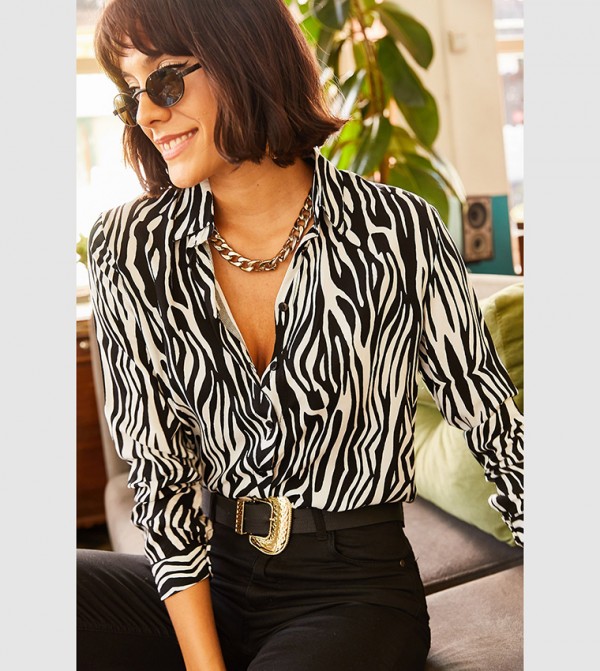 Zebra Patterned Viscose Shirt