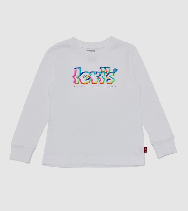 Glitched Logo Printed Long Sleeves T-Shirt