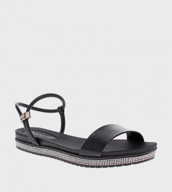 LEOPOLD Embellished Ankle Strap Flat Sandals