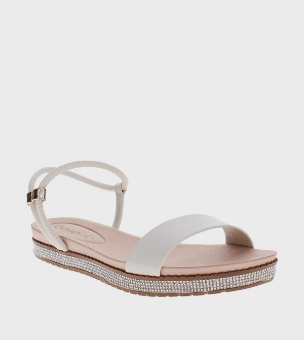 LYRA Embellished Ankle Strap Flat Sandals