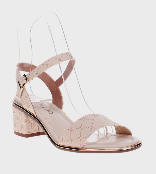 Printed Ankle Loop Heeled Sandals