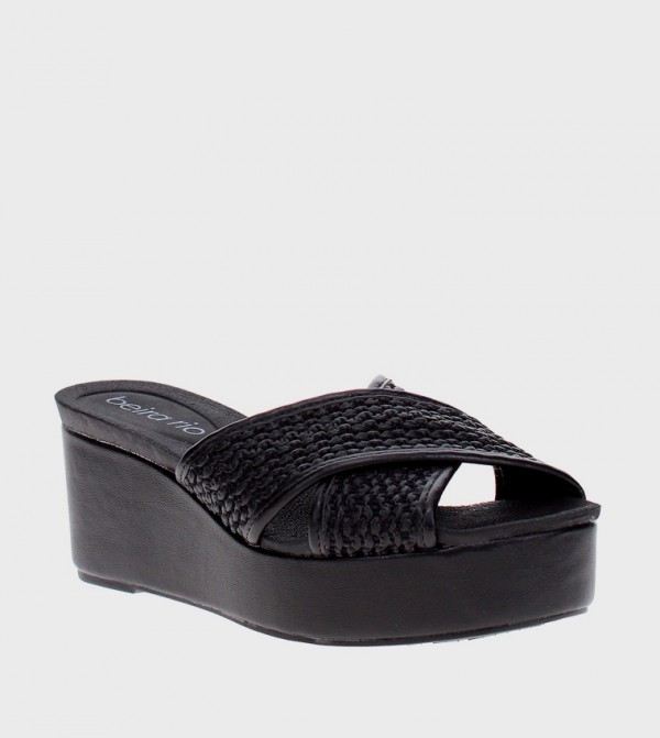 Textured Peep Toe Wedge Sandals