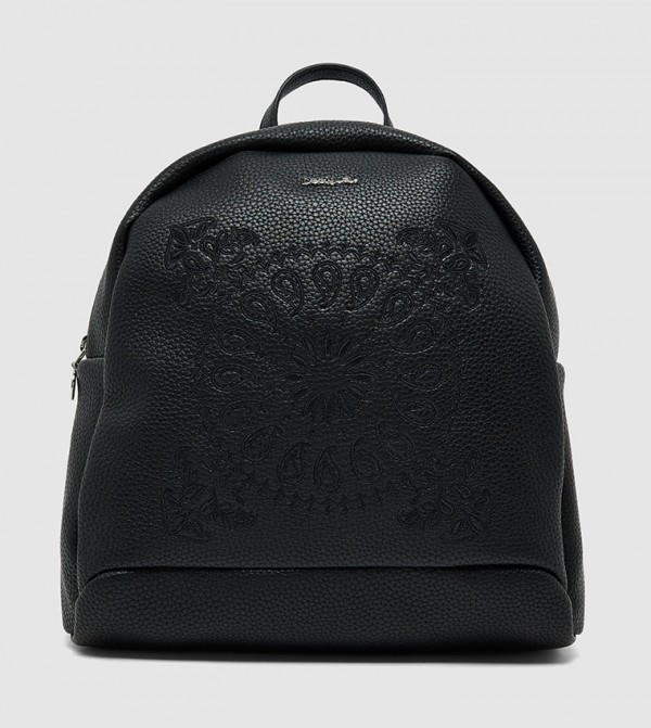 Paisley Embroidered Zip-Closure Backpack