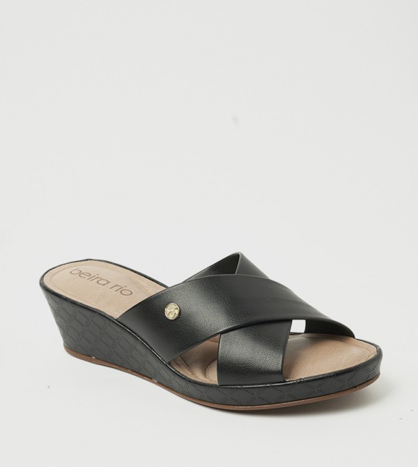 NOVAH Criss-Cross Strap Wedge Sandals