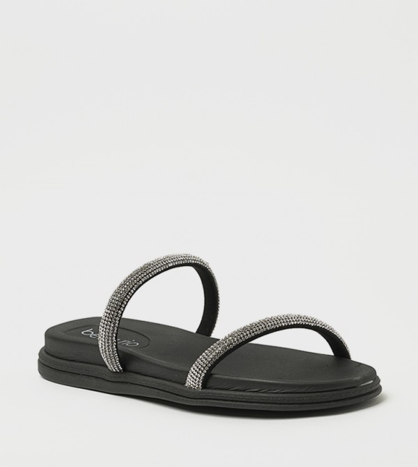 REESE Embellished Double Strap Flat Sandals