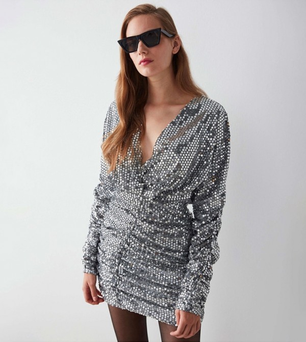 Buy Ipekyol Sequined Ruched Mini Dress In Metallic