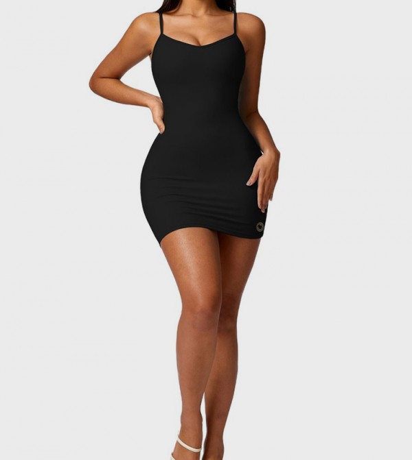 Solid Strappy Bodycon Dress