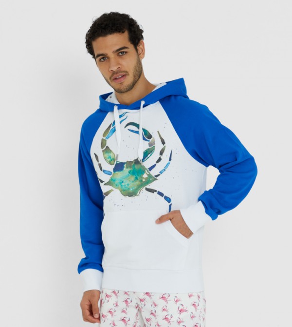 AnemosS Green Crab Patterned White Sweatshirt