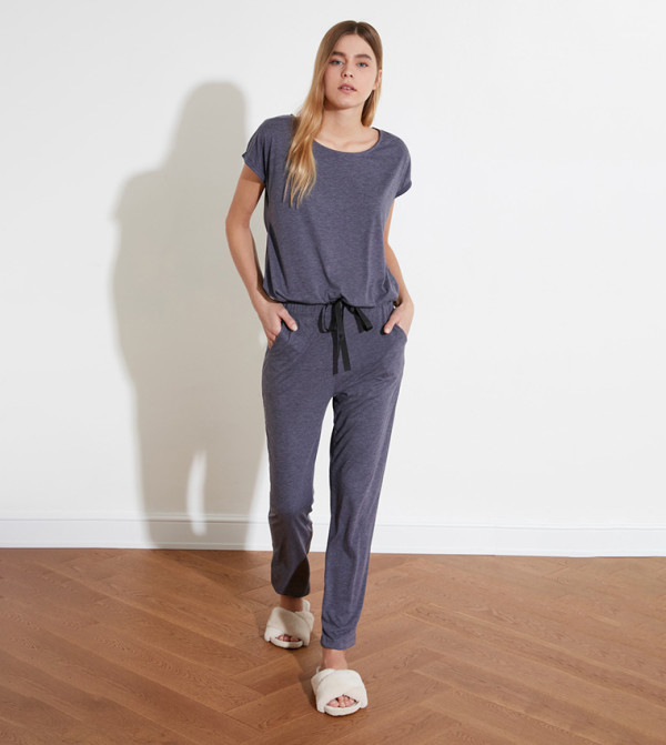 Buy Trendyol Basic Night Suit In Blue | 6thStreet Qatar