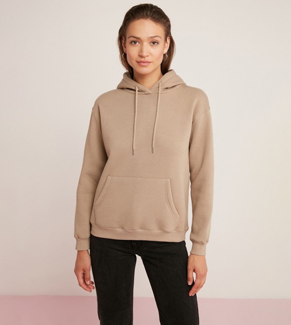 Solid Pocket Detail Hoodie