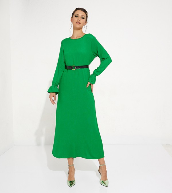 Flared Cuff Knitted Maxi Dress
