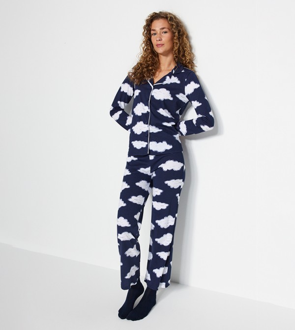 Buy Debenhams Polar Bear Fleece Pyjama Set In Navy