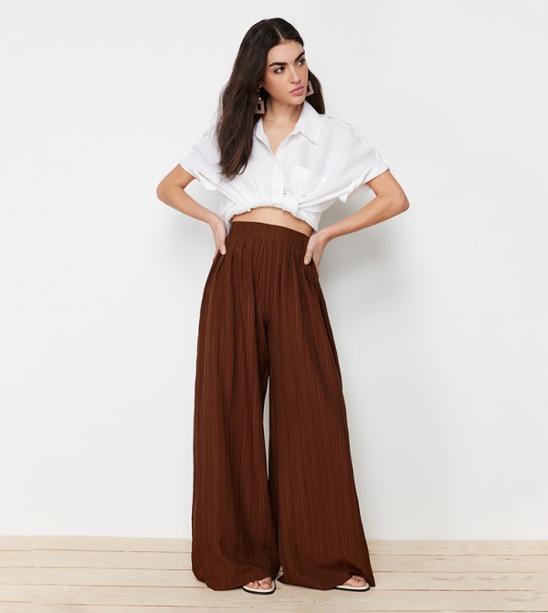 Linen Tailored Pleated Wide Leg Trousers