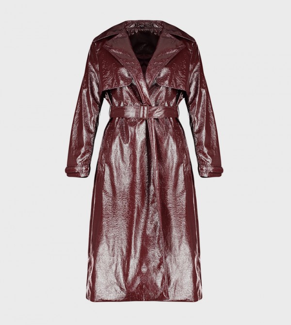 Buy Trendyol Oversized Wide Cut Patent Leather Trench Coat