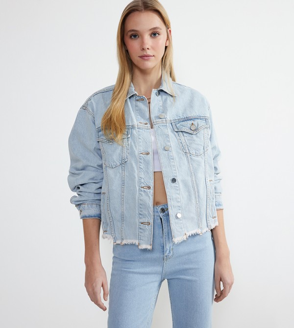 Oversized denim cheap jacket sale