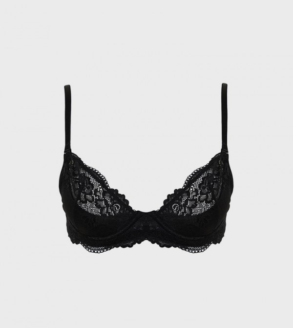 Buy Ardene Lace Push Up Bra With Criss Cross Details In Black