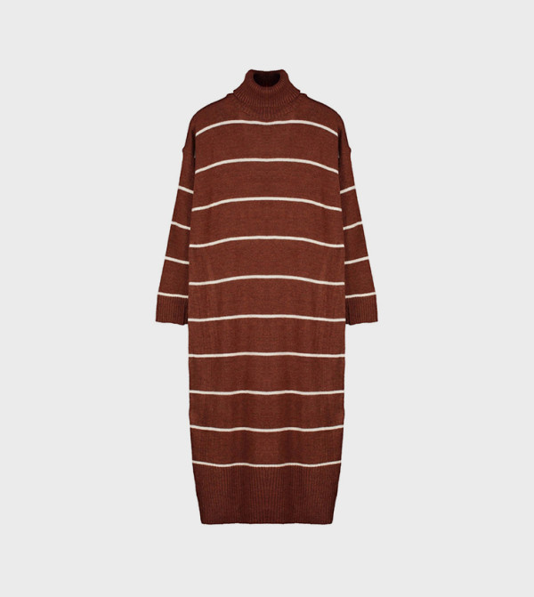Buy Trendyol Striped Long Sleeves Sweater Midi Dress In Brown | 6thStreet Qatar Buy Trendyol Striped Long Sleeves Sweater Midi Dress In Brown | 6thStreet Qatar