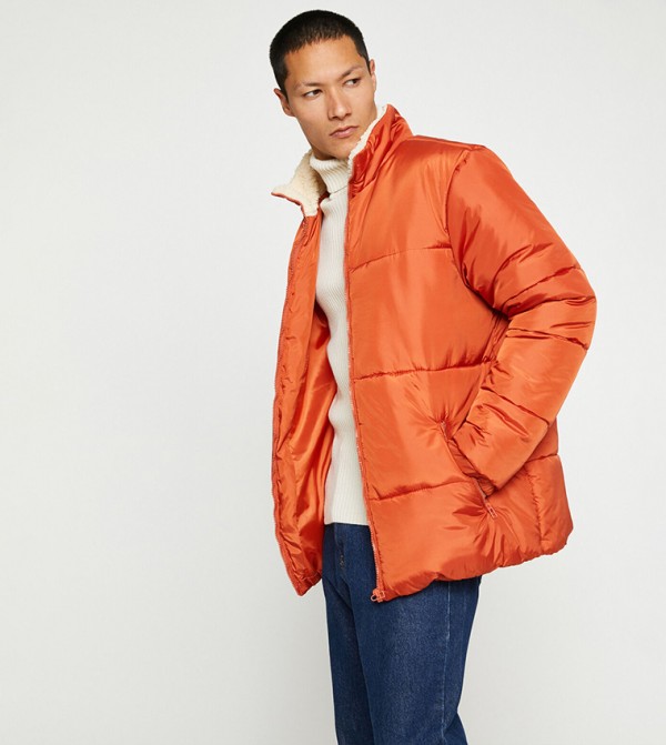 Orange puffer jacket clearance men